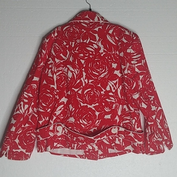 Anne Carson size Large red and white floral Blazer/jacket - Picture 5 of 8